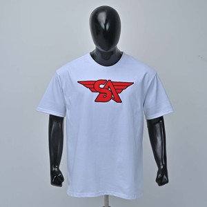 Camisetas de Manga Corta Azul Claro para Hombre con Logotipo SA Rojo Estampado en la Parte Delantera, Cuello Redondo, Estilo Casual, Corte Regular, Algodón Jersey, Logotipo Personalizado - Product Image 1