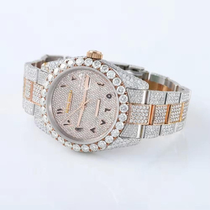 Reloj de Cuarzo con Incrustaciones de Moissanita, Correa de Acero Inoxidable, Visualización de Fecha Analógica, Reloj de Pulsera de Lujo Personalizable - Product Image 3