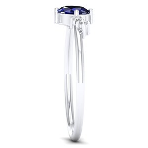 REYES Luxury Oval Cut 0.5Ct Blue Sapphire Gemstone <b>Rings</b> in 925 Sterling <b>Silver</b> Moissanite Engagement <b>Ring</b> <b>Statement</b> Jewelry - Product Image 3