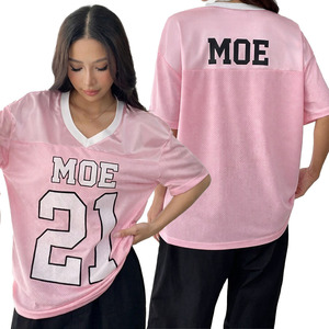 Maillot de football rose rétro personnalisé tendance à manches courtes, uniforme sportif, t-shirts de mode urbaine Y2K, maillot de football américain - Product Image 1