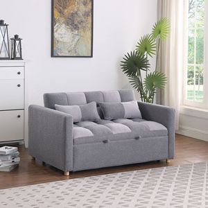 Adjustable Backrest 3-in-1 Sleeper Sofa Couch Bed <b>Small</b> for Teddy Convertible Loveseat Futon Livin <b>Pillows</b> - Product Image 1