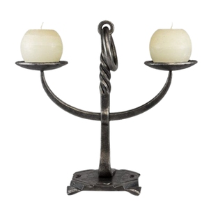 Ensemble de 2 porte-bougies en fer noir mat avec revêtement poudré au design moderne |   Décoration décorative en métal fait main |   Décoration intérieure - Product Image 2