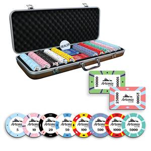 Juego de Fichas de Póker Artemis de 300/500 Piezas con 10/20 Placas, Fichas de Cerámica de 40/45/50 mm, 10/14/17 g, Incluye Bandeja - Product Image 1