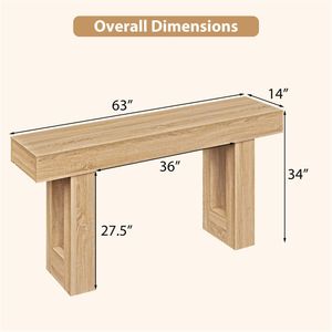 63\" Farmhouse Console <b>Table</b> with Spacious Bottom Storage Narrow <b>Pine</b> Entryway <b>Table</b> for Home Apartment or Hotel Use - Product Image 5