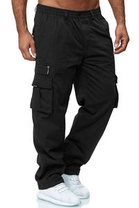 Pantalones Cargo Color Caqui para Hombre, Cintura Elástica, Múltiples Bolsillos, Casuales, Transpirables, Ligeros, de Lona, Corte Recto, Estilo Veraniego - Product Image 6