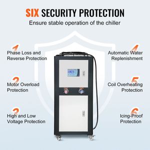 Refrigeratore d'Acqua Industriale da 6HP, 16 Galloni, Raffreddamento ad Aria, Capacità di Raffreddamento 15.100 Kcal/h, Condensatore a Pinne con Pompa e PLC Integrato - Product Image 3