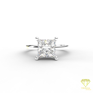 Princess Cut Moissanite Engagement <b>Ring</b> 14K Gold Plated <b>Solitaire</b> <b>Ring</b> For Women - Product Image 3