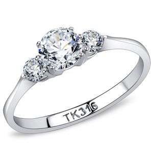 TK3431 High Polished Stainless Steel <b>Ring</b> with AAA Grade CZ Clear-Dishes & <b>Plates</b> - Product Image 1