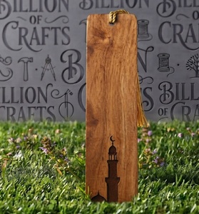 Marcapáginas Clásico de Madera con Diseño de Torre Recortada y Borla Dorada, Regalo Promocional Ecológico - Product Image 1