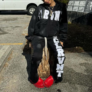 Conjuntos Deportivos de Forro Polar Térmico Transpirable y Resistente al Viento con Logotipo Personalizado, Conjuntos de Sudadera y Pantalones Deportivos de 2 Piezas para Hombre - Product Image 3