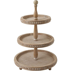 Rustic Wooden 3 <b>Tier</b> <b>Cake</b> <b>Stand</b> Multi Layer Round Display <b>Stand</b> Natural Finish Reusable - Product Image 5