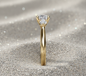 Anillo de Compromiso de Tres Piedras con Diamante Cultivado en Laboratorio, Corte Redondo, Oro de 14K, Anillo de Novia Clásico, Fabricante - Product Image 3