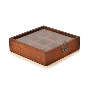 Handcrafted Wooden Masala Box with Compartments Spoon – Multipurpose <b>Spice</b> <b>Storage</b> Organizer with Transparent Lid - Product Image 5