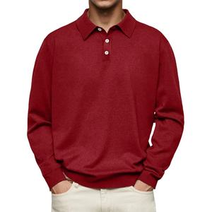 Chemises Polo à Manches Longues pour Hommes en Tissu Tricoté 100% Coton de Haute Qualité, Couleur Unie, Vente en Gros Personnalisée, Chemises Polo de Golf 2026 - Product Image 4