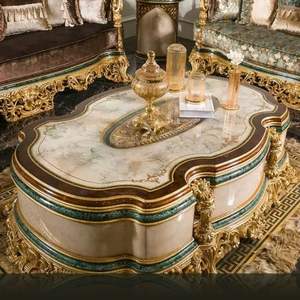 Juego de Sofás en Forma de L de Madera Tallada en Oro Real de Lujo, Ecológico y Duradero, Muebles Clásicos para Sala de Estar, Módulo para Hotel SF-87 - Product Image 5