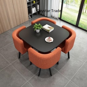 Table à manger rectangulaire en bois écologique de luxe moderne noire 4 places pour la maison, l'appartement, l'hôtel, le restaurant, contemporaine - Product Image 1