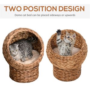 23.5\" Sustainable Brown Upholstered Cat <b>Bed</b> Cave Small Animal <b>House</b> with Removable and Washable Features - Product Image 6