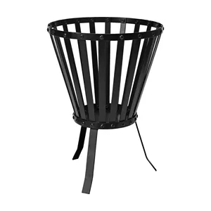 Brasero autoportant moderne en fer, brûleur à bois portable pour patio extérieur, support à bois de chauffage en métal peint, panier à bûches - Product Image 6