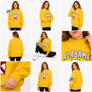 Sudadera de cuello alto para mujer Pook International con letras de aplique ALABAMA y mapa del estado, de forro polar grueso, oversize, 100% algodón - Product Image 6
