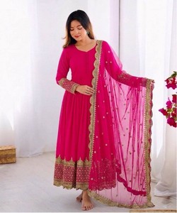 Traje Anarkali ZF-194 de Diseño con Bordado Georgette y Lentejuelas, Dupatta 84861 Rosa, de Secado Rápido, Ajuste Holgado, Largo hasta el Suelo, para Diwali - Product Image 3