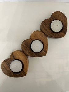 Heart Shape Wooden <b>Tea</b> <b>Light</b> Holder Rustic Home Decoration Valentin's Day Gift - Product Image 2
