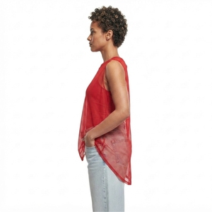 Débardeur transparent en maille surdimensionné pour femme – Vêtement personnalisé en gros – Haut transparent à col en V pour femme - Product Image 3