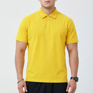 Men's Navy <b>Blue</b> Short Sleeve <b>Polo</b> <b>Shirt</b> Solid Color Casual Style Breathable Woven Fabric Regular Fit - Product Image 6