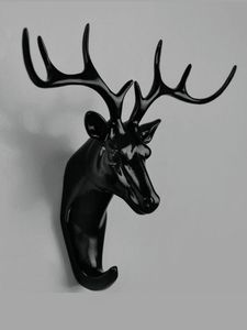 <b>Black</b> Deer Head Wall <b>Hook</b> With Antlers Rustic Animal Design For Clothing Storage Single <b>Hook</b> Mounting - Product Image 1