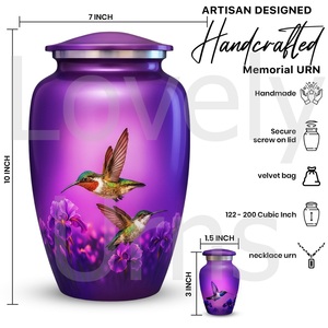 AMERICURN Set of 6 Purple Cremation <b>Urns</b> <b>Large</b> Hummingbird 4 Keepsakes 1 Necklace Handcrafted Ceramic OEM ODM Factory - Product Image 3
