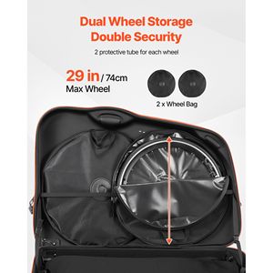 Valigia Nera per Bicicletta con Guscio Rigido in EVA, Fibbia a Sgancio Rapido, Doppia Cerniera, Lucchetto TSA e Ruote - Box per Bici - Product Image 4