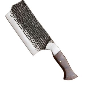 Couteaux à découper traditionnels faits à la main avec une large lame en acier, un manche en bois robuste et une fourreau en cuir pour la viande professionnelle - Product Image 1