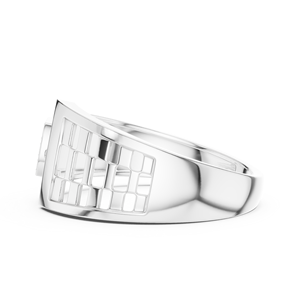 Bague UNIQUE DYNASTY EDGE en or blanc 18 carats sertie de diamants de laboratoire taille ronde, pour mariage, fiançailles et usage quotidien pour homme - Product Image 3