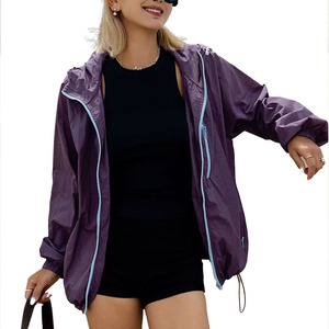Low MOQ Wholesale Women's Hooded Windbreaker <b>Jacket</b> Lightweight Hiking <b>Zip</b> <b>Up</b> Coat Running Casual Streetwear <b>jacket</b> for men Bulk - Product Image 3