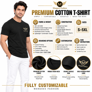 Camisetas de Hombre de Moda OEM de MANGOES FASHION, Nuevas y Modernas, de Poliéster/Algodón, con Estampado Digital en la Parte Delantera, Color Sólido - Product Image 6