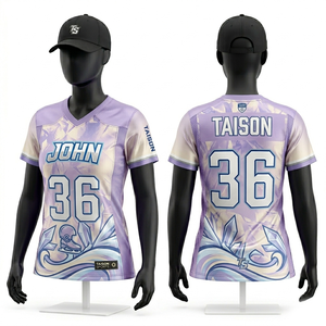 เสื้อฟุตบอลอเมริกันหญิง 180 GSM โพลีเอสเตอร์พรีเมียม สีม่วงเทา แผงตัดต่อสีตัดกัน ระบายความชื้นได้ดี สกรีนโลโก้ตามสั่ง - Product Image 3