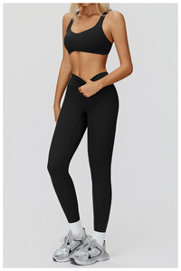 Conjunto de Yoga para Mujer, Talla Grande, Ecológico, de Secado Rápido, Transpirable, con Sujetador Deportivo sin Espalda, Leggings de Cintura Elástica de Dos Piezas - Product Image 2