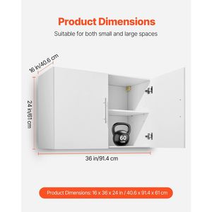 2-Tier Adjustable Shelf Wall Mounted Hanging Cabinet for <b>Bath</b> or Laundry Room 2-Door Organiser with Wall <b>Storage</b> - Product Image 3