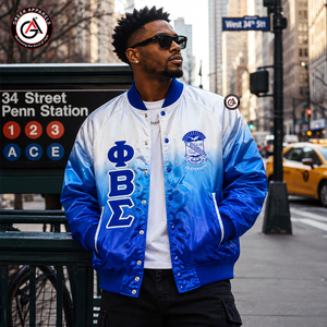 Blouson Bomber en Satin à Col Montant pour Homme de la Fraternité Phi Beta Sigma avec Broderie et Impression par Sublimation pour l'Hiver - Product Image 4