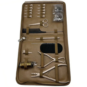 Hot Selling Nude Brown Custom Logo Surgical Grade Stainless Steel Hair Extension <b>Pliers</b> Tools Kit <b>Set</b> with Nude Brown Case - Product Image 6