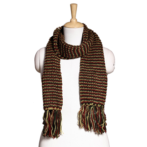 All-Weather Unisex Knitted Scarf-Versatile Warm Winter <b>Wrap</b>-Custom Logo Soft Pique Knit <b>Neck</b> Warmer Striped/Solid Pattern High - Product Image 1
