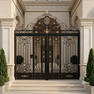 Puerta Doble Abatible de Hierro Forjado Estilo Europeo KHP, Recubierta con Pintura en Polvo, Resistente al Óxido, Fácil de Montar, Garantía de 3 Años, Uso en Exteriores - Product Image 5