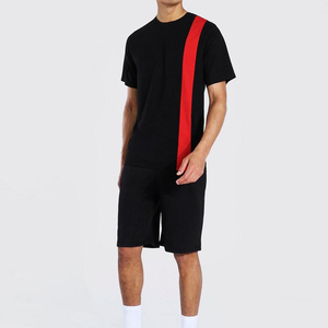 Hot Sale New Arrival Men Summer Knitted Short Sleeve T Shirts and Shorts <b>Twin</b> <b>Set</b> Contrast Color Breathable Men <b>Twin</b> <b>Set</b> - Product Image 1