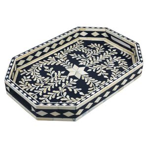 Luxury Handmade Bone Inlay Art Deco Serving Tray From India Eco-Friendly Wedding Birthday <b>Microwave</b> Safe Lightweight - Product Image 4