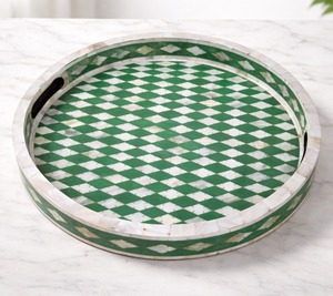 Plateau de service rond décoratif en nacre style bohème pour thé, café, maison et restaurant - Product Image 5