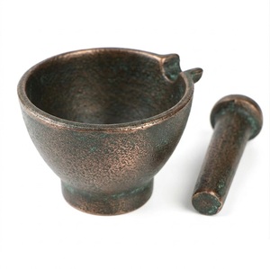 Juego de Mortero y Pilón de Hierro Blanco Hecho a Mano al por Mayor, Estilo Antiguo, de Gres, para Moler Hierbas y Especias, Utensilio de Cocina para Uso Doméstico - Product Image 2