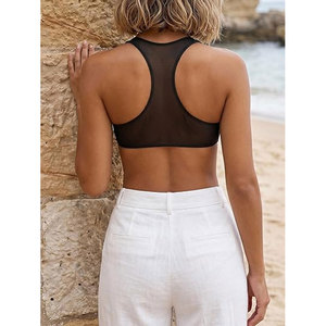 Soutien-gorge de sport athlétique sans couture en maille, haute densité, élastique, anti-frottement, confortable et ajusté, pour l'entraînement - Product Image 6