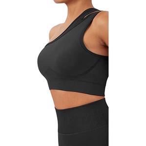 Conjunto de yoga de un solo hombro para mujer, leggings de cintura alta, sujetador deportivo sin costuras, ropa deportiva para entrenamiento y fitness - Product Image 2