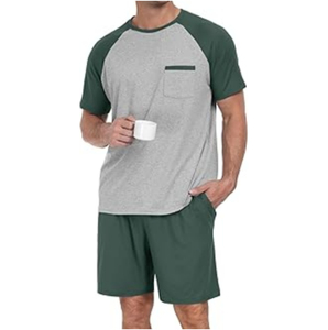 Ensemble 2 pièces personnalisé pour homme : T-shirt à manches courtes et short en tissu éponge respirant à séchage rapide – Nouvelle collection printemps - Product Image 1