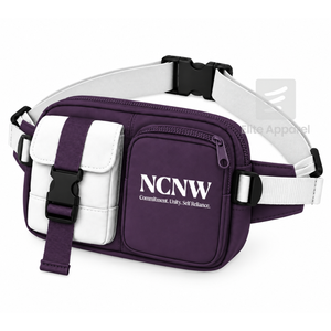 Bolso de cintura personalizado NCNW Sorority, morado y blanco, estilo casual, con logo bordado y bolsillo con cremallera para ropa griega femenina - Product Image 2