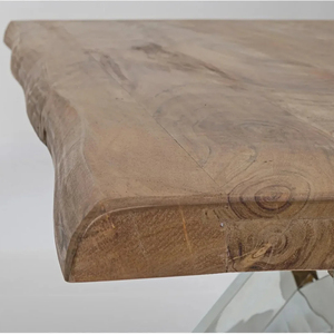 Mesa de Comedor Rectangular de Acero Inoxidable con Diseño Industrial de Patas de Araña, Extensible, Duradera, Ecológica, con Tapa de Madera Reciclada - Product Image 5